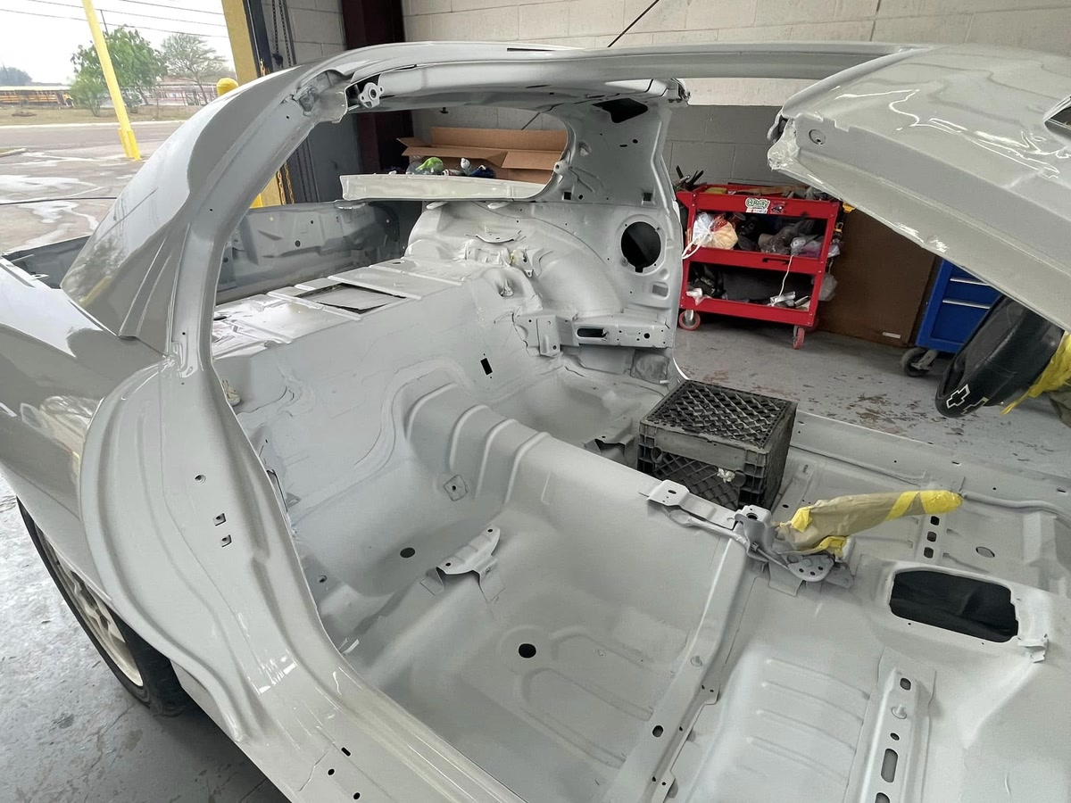 The Superior Collision body shop floor on Paredes Line Road in Brownsville, TX